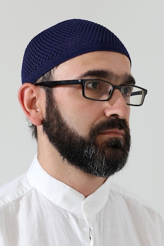 Örme Esnek Orlon Namaz Takke - Lacivert - Smz