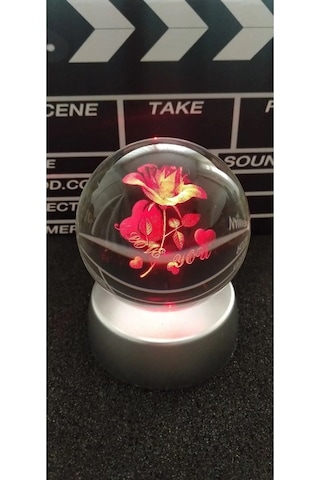 Mobgift I Love You Gül Renk Değiştiren Kristal Cam Küre Renkli