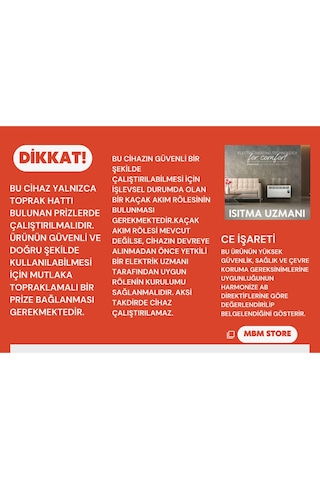 1500 Watt Elektrikli Panel Konvektör Isıtıcı Manuel Termostat Soba Ayaklar,askı Aparatı Dahil