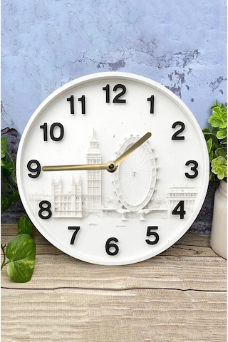 Londra Esintili Mdf Duvar Saati 3d Görünümlü 2d Hd Baskı 33 Cm Sdw280 Renkli