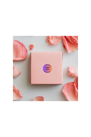 96 Adet Mor Pembe Teşekkür Ederiz Etiketi 4x4 Cm Yapraklı Yuvarlak Ambalaj Paket Kutu Sticker Yapışkanlı Bordo