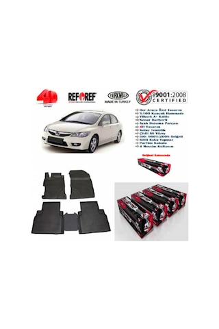 Honda Civic Paspas 4D Havuzlu Kokusuz Paspas 2007/2011 Siyah