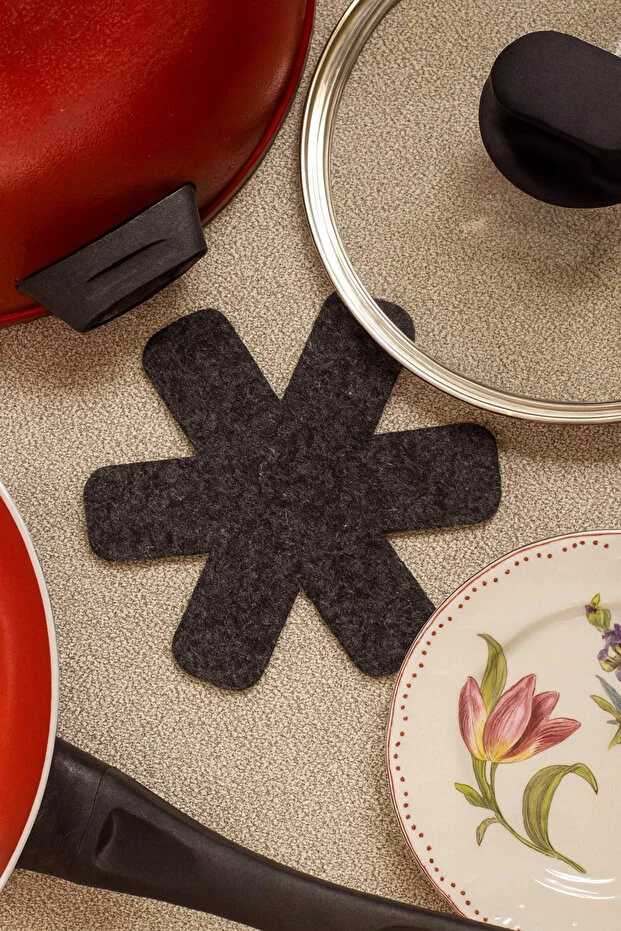 Tava, Tencere Ve Borcam Koruyucu Çizdirmez Keçe 3'lü Set - Mutfak Gereçlerinizi Güvende Tutun Siyah