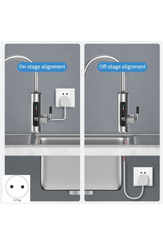 Xurunkeji Elektrikli Mutfak Su Isıtıcı Musluğu Anında Sıcak Paslanmaz Çelik Su Musluğu Isıtıcı Soğuk Isıtma Musluğu Ab Fişi, A GÜMÜŞ