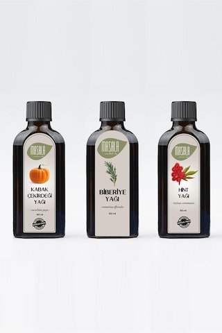 Masala Biberiye + Hint + Kabak Çekirdeği Yağı 3 x 100 ML