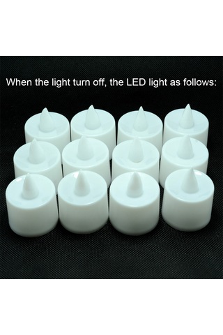 Ximistore9 Beyaz Kasa Yeşil Işıklı Led Mum, Ateşsiz, Ev Düğün Parti Dekorasyonu, 24 Adet/kutu Renkli