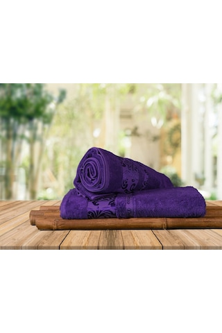 Mulberry Bambu Havlu %100 Organik Bambu Havlu Seti 50 x 90 - 6'lı Paket Premium Ultra Yumuşak Dekoratif Mor