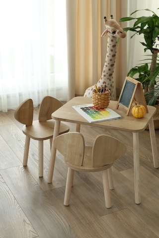 Mickey Fare 1 Masa + 2 Sandalye (Çocuklar için Yaz-Sil Montessori Aktivite ve Etkinlik Masa Sandalye Takımı)