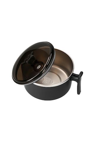 Neevoyu 1000ml Kapasiteli Çelik Lehimli Isı Yalıtımlı Microwave Uygun Yemek Kasesi, Sıcak Tutucu Kollü, Yıkama Makinesi Güvenli, Siyah Siyah