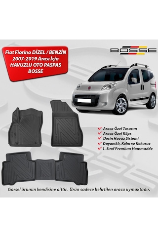 Fiat Fiorino Paspas Araca Özel Dizel / Benzinli 2007 - 2019 Paspas 3D Havuzlu Paspas