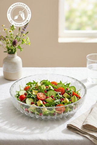 Selen Concept Sieana Model El Yapımı Cam Salata Ve Meyve Kasesi 2'li Set Şeffaf
