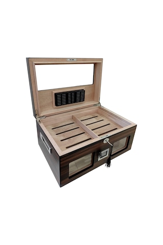 Falconetti Kahve 2 Katlı Camlı Dijital Humidor Puro Kutusu rc59kh