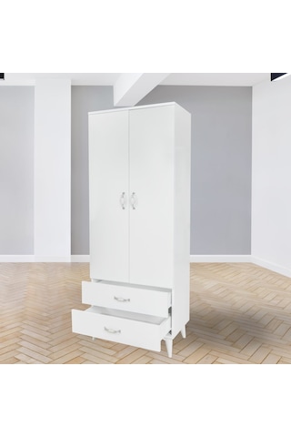 AZRAYATAKMOBİLYA 2 Kapılı 2 Çekmeceli Gardrop Elbise Dolabı 180X70X45Cm