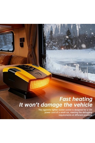 Willowhaven Siyah Sarı 150w Taşınabilir Araç Isıtıcı Nem Alma 12v 24v 36v Karavan Minibüs
