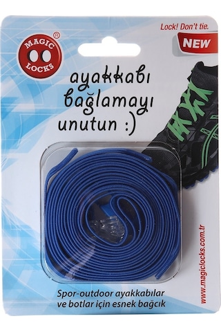 Magic Locks Akılı Elastik Yassı Bağcık-Mavi Mavi