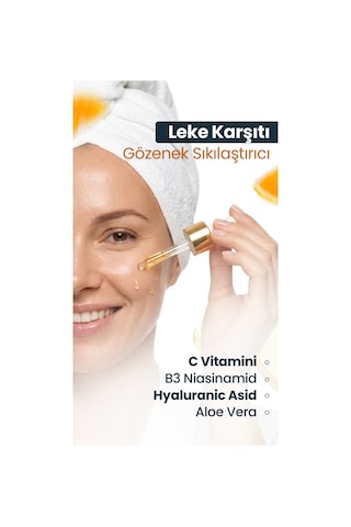 Leke Karşıtı Gözenek Sıkılaştırıcı Aloe Vera Panthenol Vegan C Vitamini Cilt Bakım Serumu 30 Ml