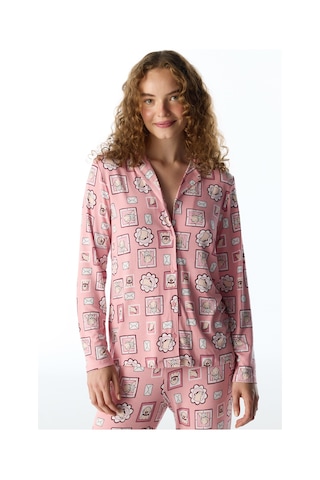 Penti Pembe Postcard Fitilli Uzun Kollu Gömlek Pantolon Pijama Takımı Pk32