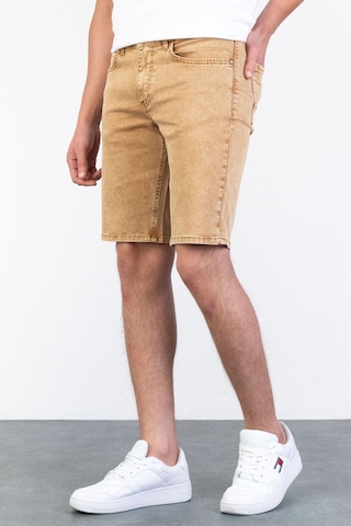 HLT Jeans Erkek Bej Melanj Slim Kesim Comfort Likralı Denim Esnek Jeans Kot Şort Thomas-Desert 001