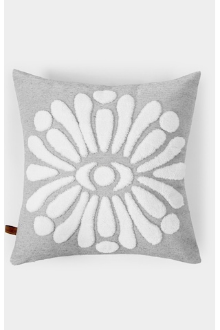 Bohem Özel Tasarım Punch Panç Desen Kare Dekoratif Kırlent Kılıfı 43x43 cm Boho Gri