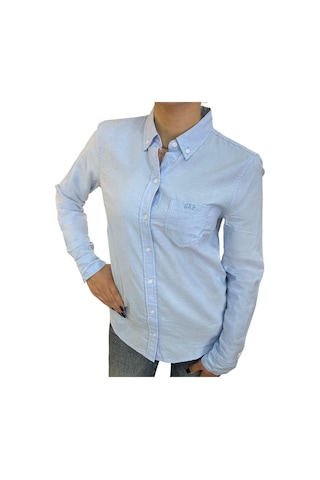 Gap V-frch Fıtted Oxford Logo Kadın Gomlek Mavi