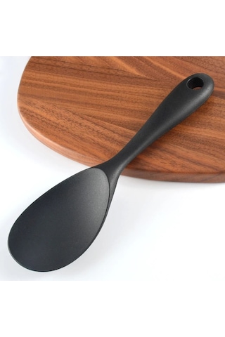 Qerhome Silikon Tamamı Silikon Pilav Kaşığı Siyah 20 Cm