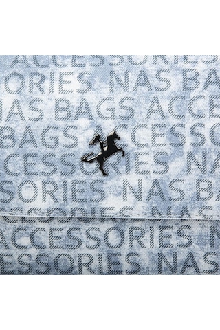 Nas Bag Çapraz Çanta Kot Beyaz Yazılı Beyaz