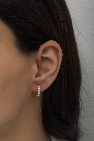 Nereze 925 Ayar Gümüş Rodyumlu 15 MM Zirkon Taşlı Halka Küpe