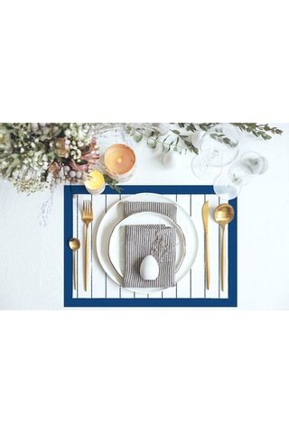 Lacivert Çizgili Tom & Jerry Kumaş Amerikan Servis 4lü Set 35x50cm Warner Bros Lisanslı, Keten Kumaş Çok Renkli