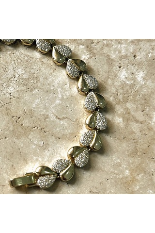 Vıp Seri Kalpli Zirkon Bileklik Gold Gold