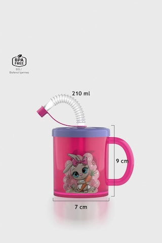 Renga Ruby Tavşan Desenli 210 Ml Pipetli Kulplu Pp Bebek Bardağı 142026 Pembe-mor Pembe