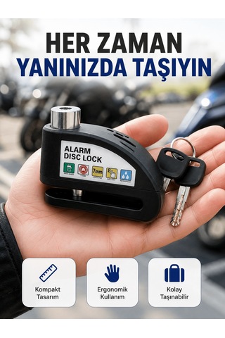 Çelik Gövdeli Alarm Disk Kilidi Motosiklet Ve Bisiklet İçin Güven