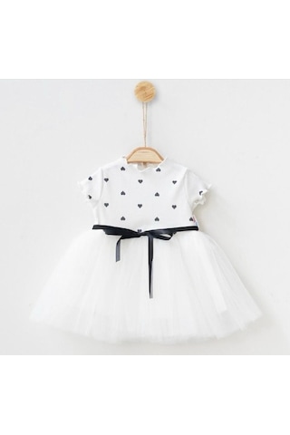Minaz Baby Beyaz Puantiyeli Elbise Beyaz