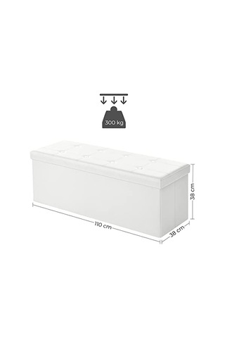 Songmıcs Tabure 120 Litre, Saklama Kutusu, Tabure, Katlanabilir, 300 Kg'a Kadar Yük, Sentetik Deri Kapak, Döşemeli, Beyaz Lsf702 Açık Bej