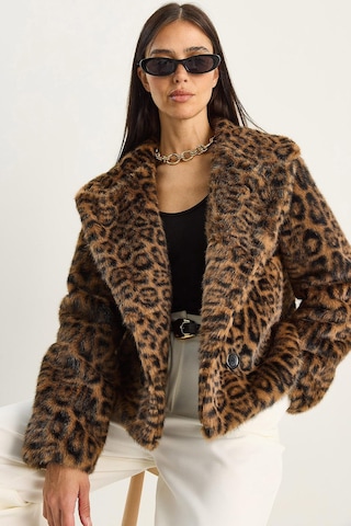Shade Kadın Leopar Desenli Cep Detaylı Astarlı Suni Kürk 6962 60283772 - Kahverengi