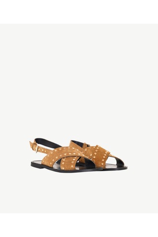 Yargıcı Çapraz Bantlı Trock Detaylı Deri Sandalet 26ykay4001x 013 Camel