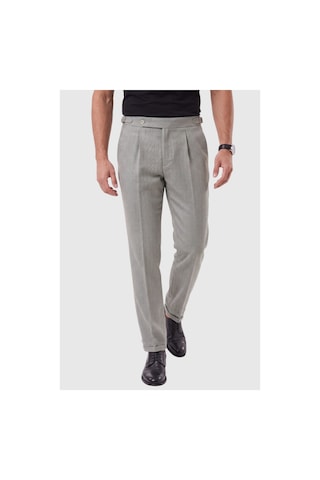 Deepsea Erkek Haki Safari Ceketli Slim Fit 2'li Takım Elbise Pileli Duble Paça Pantolon 2600723