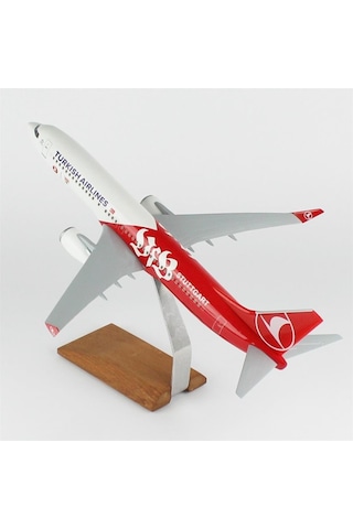 Thy033 1/100 Ölçek, Thy Stutgard Logolu B737-800 Yolcu Uçağı, Sergilemeye Hazır Ahşap Standlı Model-56284