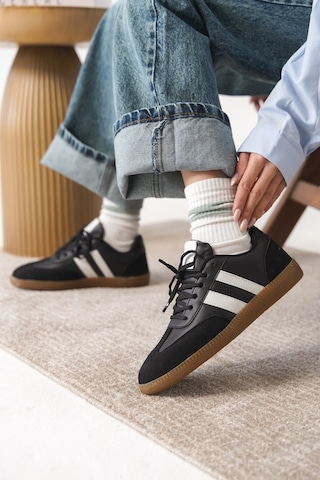 Daxtors Garantili Agnus Günlük Ortopedik Kadın Sneaker Spor Ayakkabı Siyah-beyaz