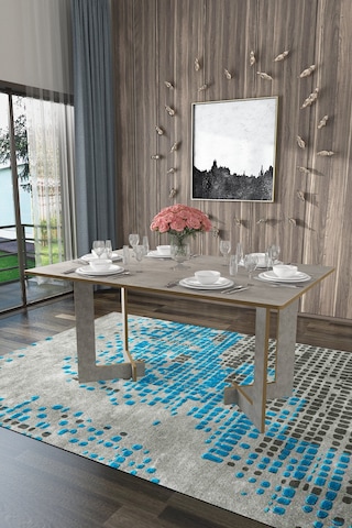 Asra Trend %100 Mdflam Yemek Masası Ym-02 Retro Gri Açık Gri