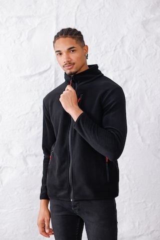 Monox Erkek Biyeli Fermuarlı Spor Polar Ceket Siyah