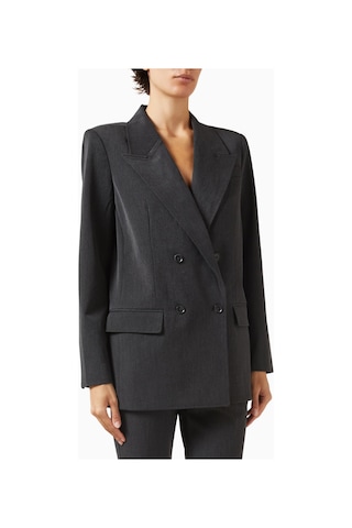 Good American Oversize Çift Düğmeli Blazer, Modern Güç - Şık Kadın Ceket Koyu Gri