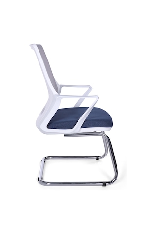 Ofisbazaar Alf Beyaz Fileli Misafir Koltuğu Ergonomik Toplantı Ve Bekleme Koltuğu Mavi/gri Mavi