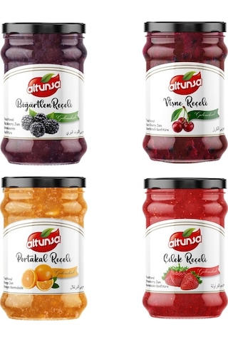 Altunsa Portakal - Böğürtlen - Vişne - Çilek Reçel Seti 4 x 380 G