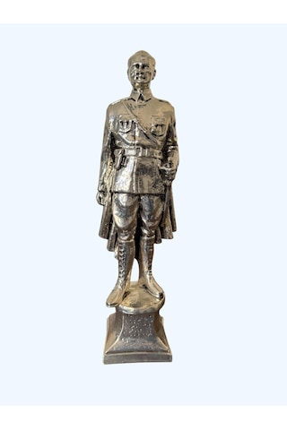 Atatürk Büstü Heykel Biblo 34 Cm Gümüş Renk