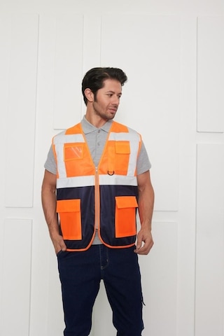 Orange Safety Mühendis Tipi İkaz Yeleği Turuncu-lacivert