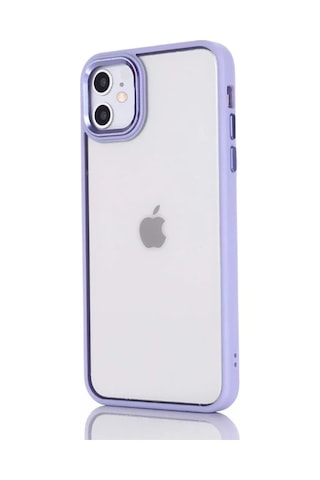 Ally Apple iPhone Uyumlu 12 - 12 Pro 6.1inç Kılıf Parlak Renkli Çerçeveli Ultra Lüx Tpu Silikon Kılıf- 5775 Mor
