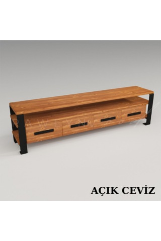 Raweyn Sea Doğal Ahşap Tv Ünitesi - 200cm Açık Ceviz