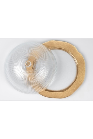 Cam Kapaklı Gold Altlı Kek Fanusu Sunum Fanusu 32 Cm