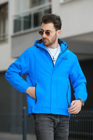 Oksit Save Baskılı Suya Dayanaklı Slim Fit Erkek Mevsimlik Mont Yağmurluk 001