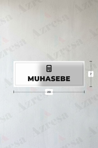Muhasebe Yazılı - Metal - Beyaz Renk - Kapı İsimliği - 20x7 Cm